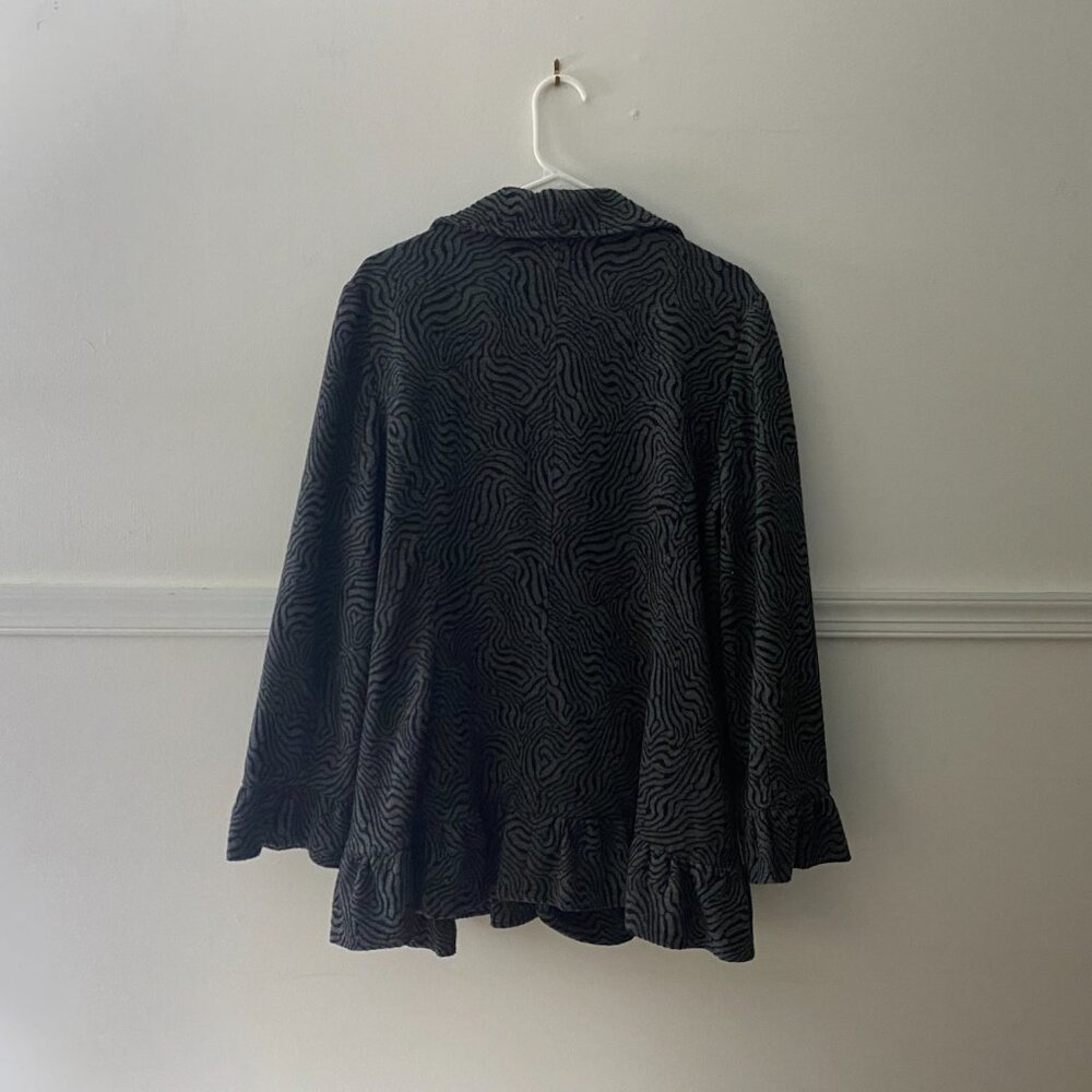 Sandro Gray And Black Abstract Pattern Ruffle Fro… - image 2